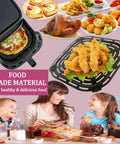 Heavy Duty Carbon Steel Air Fryer Grill Plate For 6 Quart Paris Hilton Bella Pro Series, showing crispy fried food and baked dishes.