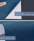 Navy Blue Peel And Stick Wallpaper Matte Finish Self-Adhesive Vinyl Contact Paper Detail Showing Texture and Waterproof Feature
