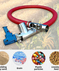 Beefed-Up Grain Sucker For Home Use With High Suction, Flexible Hose, And Easy Disassembly, showing auger and uses