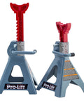 Two Pro-Lift T-6903D 3-ton jack stands with red adjustable posts and gray bases