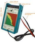 Pro In Circuit ESR Capacitor Tester With Capacitance Meter, Accurate ESR Readouts, blue casing with measurement display and tweezers
