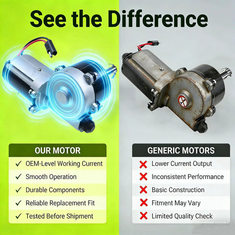 Comparison of RV Awning Motor Drive Repair Kit For Dometic 9200 Series with generic motor, highlighting features.