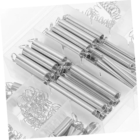 Solid 200 Pc Assorted Spring Kit For Heavy Duty Home Repairs And DIY Projects With Reliable Compression And Extension Springs For Tarpaulins Crafting And Various Hacks., silver metal springs in compartmented storage box