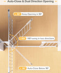 Auto Close Safety Baby Gate For Stairs And Doorways, Extra Tall And Wide, dual direction opening, top view, white