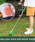 Two Pack Ergonomic Trimmer Handle Set With Bracket Clamp For Aluminum Lawn Trimmers in use, promoting back strain reduction