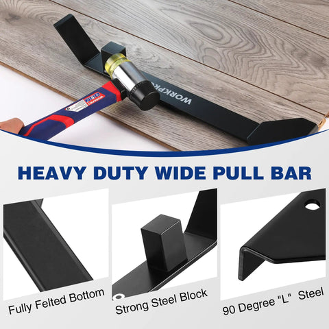 17 Inch Heavy Duty Pull And Pry Bar For Flooring Installation, Beefy Steel Construction With Soft Felt Backing To Protect Floors, Rust Resistant Leverage Tool For Quick Removal And Precise Planking on laminate floor