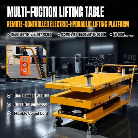 Heavy Hammer Electric Scissor Lift Platform Rated For 2600 Pounds Smooth Raise To 82.7 Inches With Remote Hydraulic System And Tilt Safety Lock built tough for garage use.