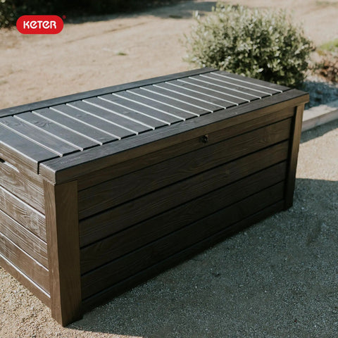 Beefy 150 Gallon Resin Outdoor Deck Box For Patio Storage And Organization Weatherproof Garden Tools Cushions And Pool Floats