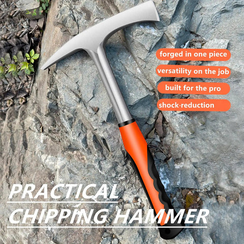 28 Oz Welding And Chipping Hammer With Forged Steel One Piece Construction And Shock Reduction Handle For Slag Removal Rock