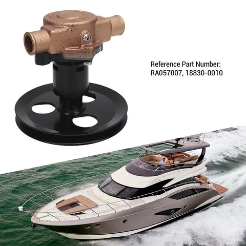 Heavy Duty Brass Sea Pump Impeller Kit Replaces G20 And G21 Engines With 1 Inch Inlets Plus V Belt Pulley For PCM 302 And 351 Marine Motors, black base