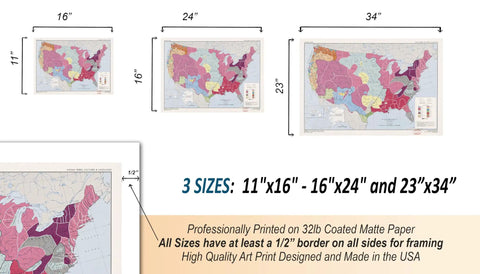 Three sizes of Native American Tribes Map 23 By 34 Inches Unframed With Languages And Cultures For Classroom Decor Geography Wall Art