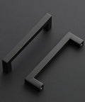 Square Cabinet Pulls 10 Pack 5 Inch Matte Black Cabinet Handles For Cupboards And Drawers Kitchen Hardware For Doors Wardrobes And Furniture Easy To Install And Versatile For Most Color Schemes front view