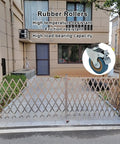 Heavy Duty Mobile Folding Security Gate Smooth Rolling Stainless Steel Access Control Barrier For Garages Warehouses And Job Sites Pop Up Crowd Control Fence Built Like A Tank Legit Pro Grade Protection 100 X 120 Cm with rubber rollers