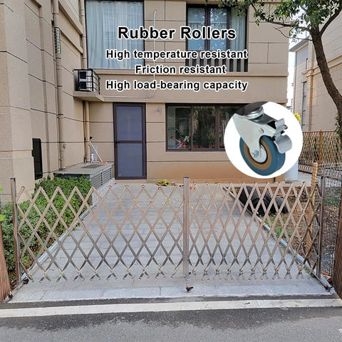 Heavy Duty Mobile Folding Security Gate Smooth Rolling Stainless Steel Access Control Barrier For Garages Warehouses And Job Sites Pop Up Crowd Control Fence Built Like A Tank Legit Pro Grade Protection 100 X 120 Cm with rubber rollers