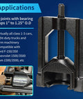 Gearoll U-joint puller tool, black metal, front view for automotive universal joint removal.