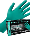 Straight Up Tough Powder Free Chloroprene Disposable Gloves With Heavy Five Mil Build And Sure Grip Textured Tips For Battle Ready Chemical Guarding Extended Twelve Inch Sleeve Cuff Built For Daily Dental And Industrial Jobs Large with packaging