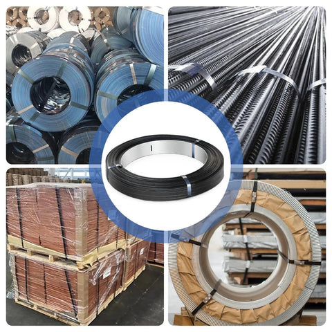 Real Beefy 1/2 Inch Steel Strapping Coil With 2900 Foot Length And.020 Thickness Featuring Wax Coated Metal Band on display.