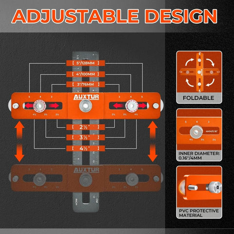 Pro-Grade Adjustable Cabinet Handle Template Tool With Alignment Hole Drill Guide For Knobs Handles And Pulls