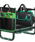 Foldable Garden Kneeler Seat Bench With Cross Body Tool Bag And Removable Pouch Heavy Duty Stool With Soft Kneeling Pad