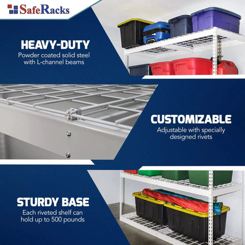 Badass Heavy Duty Steel Garage Shelving Rack With Four Adjustable Shelves White Finish Store Your Gear Like A Pro Built Tough Rock Solid Industrial Storage Rack