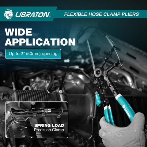 Flexible Hose Clamp Pliers 27.5 Inch Heavy Duty Adjustable 8 To 50mm Ratcheting Spring Clamp Removal Tool in automotive use