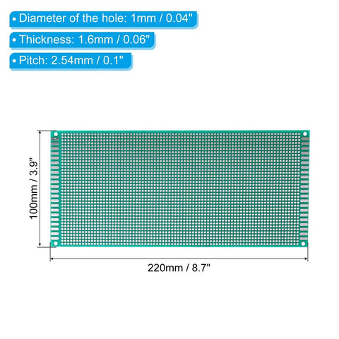 Double Sided FR-4 PCB Board Kit Four Pack Perfect Starter Bangin Prototyping Boards With 0.1 Inch Pitch 2.54mm Holes Green