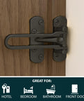 Heavy Duty Swing Bar Door Lock For Kids Safety, 4.2 Inch Zinc Alloy Reinforcement Guard, Matte Black Childproof Door Stopper