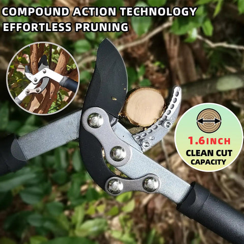 Heavy Duty Lopper With Compound Action Tree Cutter For Thick Branches Up To 1.6 Inches, 18 Inch Pruner in use