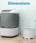 Dimensions of Super Duper Handy Portable Mini Washing Machine With Five Point Five Lbs Capacity And Quick Spin Tub, No Sweat Semi Auto Compact Laundry Washer.