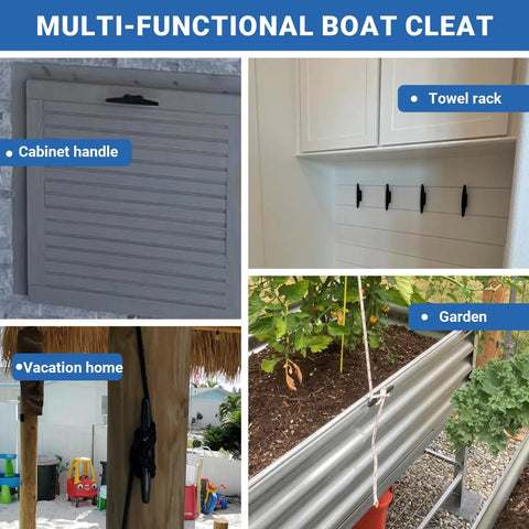 Nylon Boat Cleat 4 Pack 4 Inch Black Marine Cleats With Stainless Steel Screws used as cabinet handle and garden hook