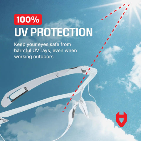 Lightweight Protective Safety Glasses With ANSI Z87.1 Rating, Clear Anti Fog Lenses, UV protection in sunny outdoors
