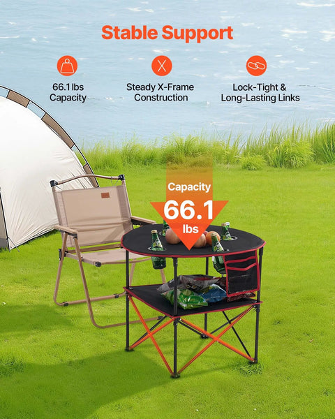 Folding Camping Table For Outdoor Adventures Portable Lightweight Picnic Table With 66 Lb Capacity Waterproof 600D Oxford Fabric