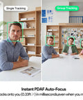 Next Level 4K Webcam With Hella Crisp 30FPS Video And Rock Solid PDAF Autofocus For Live Streamers Gamers And Vloggers showcasing single and group tracking features.
