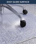 Chair Mat For Carpet 46 By 60 Inches Heavy Duty Vinyl Floor Protector with Grips showing easy glide surface and chair wheels.