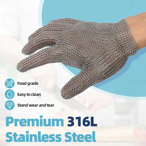 Cut Resistant Tough As Nails Stainless Steel Chainmail Glove For Meat Cutting Oyster Shucking And Fish Slicing Food Grade 316 Stainless Steel
