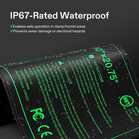 Seedling Heat Mat With Built In Temperature Controller For Germination, Hydroponics, Breeding, And Greenhouses, Waterproof Plant Heating Pad, UL And MET Certified, Durable PVC And PET Film, Far Infrared Heating Tech
