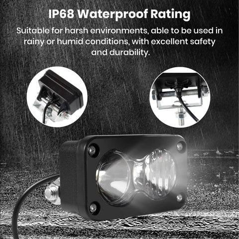 Universal 6000K 20W Waterproof E Bike Headlight Front Light With 2 Pin Connector, Plug and Play, IP68 rating, close-up view