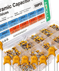 Ceramic Capacitor Kit 350 Pieces With Ten Values From 100nF to 10uF 50V MLCC in labeled case for PCB repair and power filtering