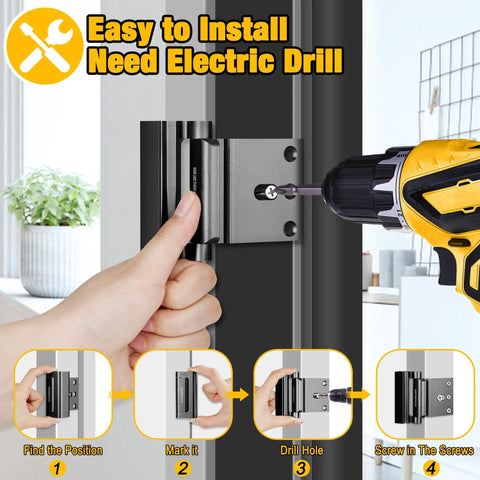 Ultra Tough 3 Inch Door Reinforcement Lock For Inward Swing Doors All Aluminum Security Bar Withstanding 1000 Lbs installation