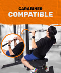 Person using Multi Grip Curl Bar Cable Attachment For Home And Commercial Gyms, Non Slip Tricep Barbell And LAT Pulldown, 25mm Diameter