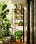 4-Tier Over The Toilet Storage Rack With One-Piece Wood Shelves And Open Net Basket, Space-Saving Bathroom Organizer
