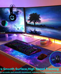 Huge Extended Gaming Mouse Pad Monster Size 31.5 By 15.7 Inches Full Desk Mat For Keyboard And Mouse Non Slip Rubber Base Ultra Wide Desk Pad For Gaming And Office Use shown with keyboard and monitors on desk