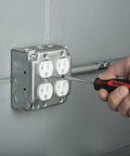 Person using 12 Piece Combination Screwdriver Set With Grippy Overmolded Handles Vapor Blasted Tips For Durability Matte Finish