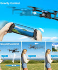 1080P HD Foldable Drone With Dope Gesture Control And 3D Flip in use, controlled by smartphone with gravity and sound features