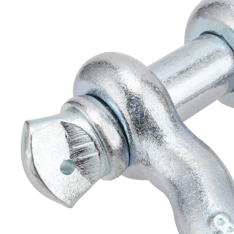 Close-up of galvanized finish on 2 Pack 1 Inch D Ring Shackles Heavy Duty Tow And Lift Bow Shackles Carbon Steel Screw Pin Anchor Shackle