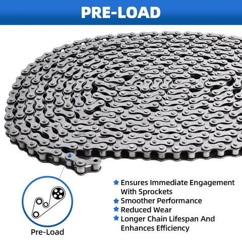 41 Roller Chain 20 Feet Beefed Up Industrial Grade Carbon Steel Pre Lubed And Pre Stretched Heavy Duty Gate Opener Chain displayed