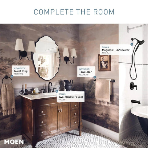 Bathroom showcasing Brantford Collection Traditional Single Post Bathroom Hand Towel Ring in Oil-Rubbed Bronze Finish.