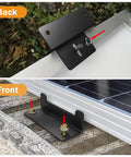 16 Piece Solar Panel Mounting Z Brackets Lightweight Aluminum Mounts For RVs Trailers Boats Vans And Campers The Go-To Roof Or Wall Solar Install For Mobile Power On The Go showing front and back view of Z brackets attached to solar panel frame