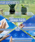 2 Pack 12 Inch Acrylic Window Plant Shelves With Suction Cup Sill Extenders installed with plants.