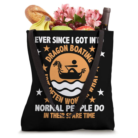 Dragon Boat Tote Bag For Paddlers And Crews Festival Race Gear Paddling Training Accessory Carry All Bag With Dragon Boat Design For Leisure And Practice Great Gift For Dragon Boat Club Members filled with groceries